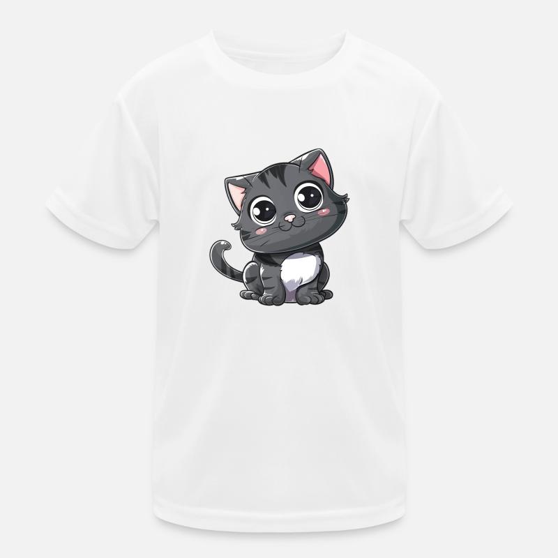 Chaton Gris Mignon Grands Yeux T-shirt sport Enfant