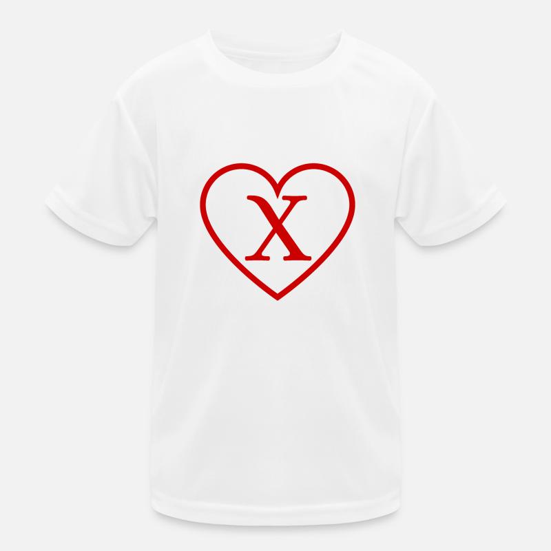 Buchstabe x Rotes Herz Kinder Funktions-T-Shirt