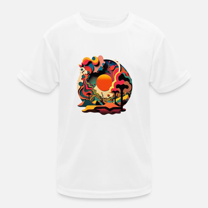 Psychedelic Sunscape - Retro Style Art Kids Functional T-Shirt