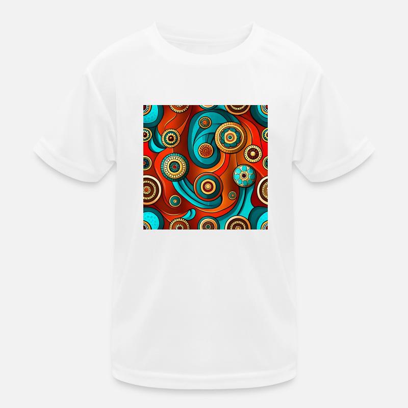 Modern Ajrakh Seamless Pattern - Kids Functional T-Shirt - white