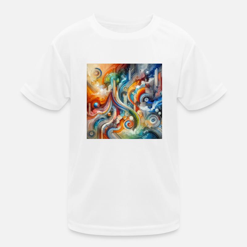 Lebhafter Fluss - Abstraktes Gemälde - Kinder Funktions-T-Shirt - Weiß