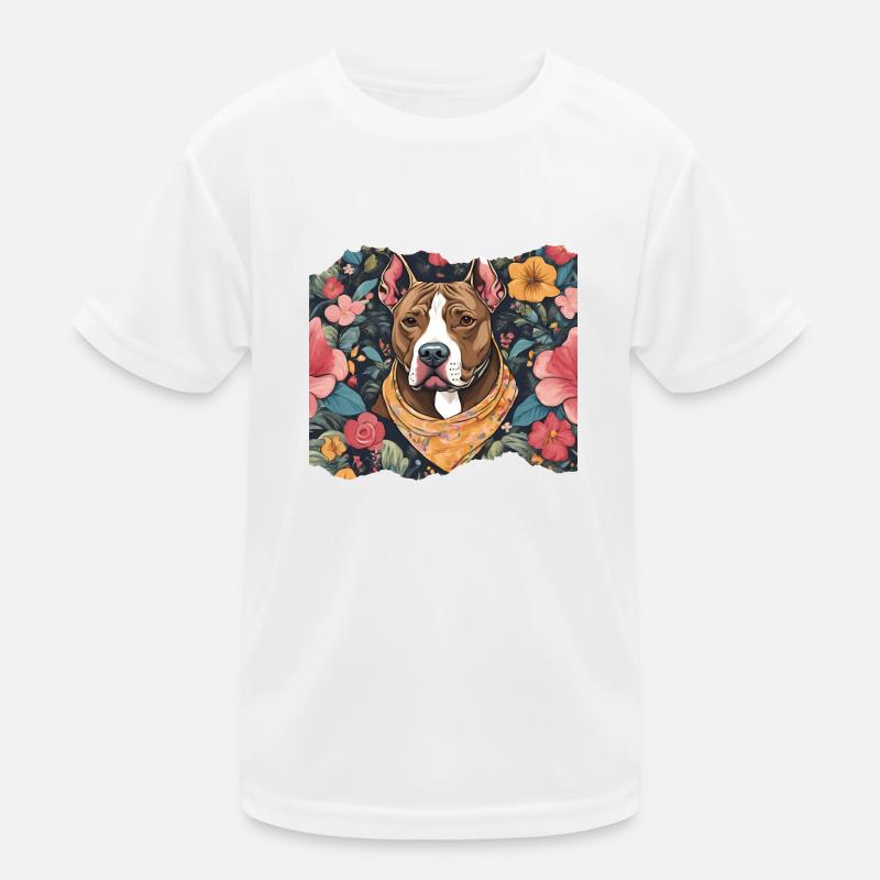 pitbull et fleurs T-shirt sport Enfant