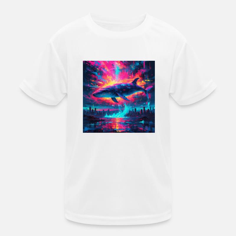 Neon Blauwal Kinder Funktions-T-Shirt