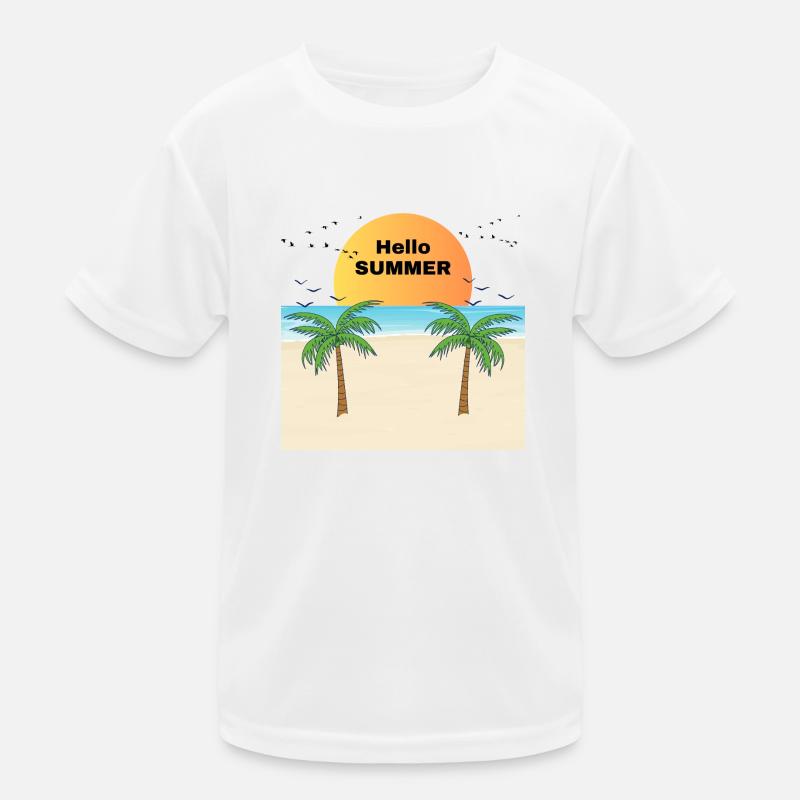 Hello Summer and Vacation at the Seaside Kids Functional T-Shirt