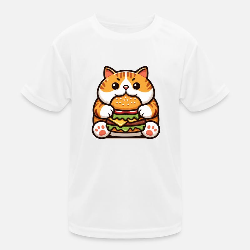 Cat Eats Burger Kids Functional T-Shirt