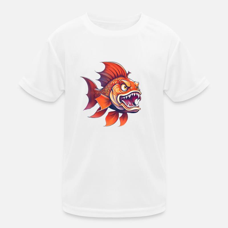 Wild angry animal pugnacious combative goldfish Kids Functional T-Shirt