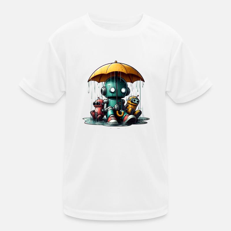 Trois Robots Pluie Parapluie T-shirt sport Enfant