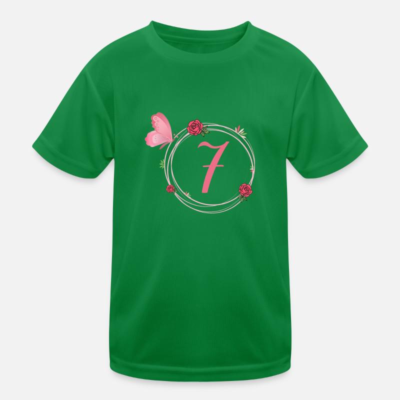 7e anniversaire papillon et fleurs fillettes T-shirt sport Enfant