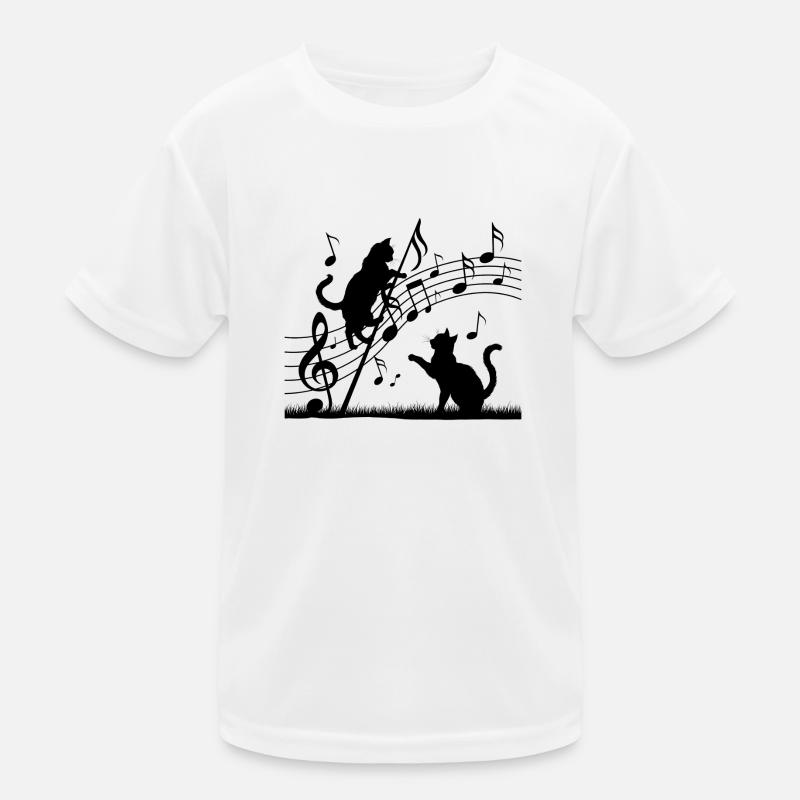 Motif chats noirs jouant avec note de musique T-shirt sport Enfant