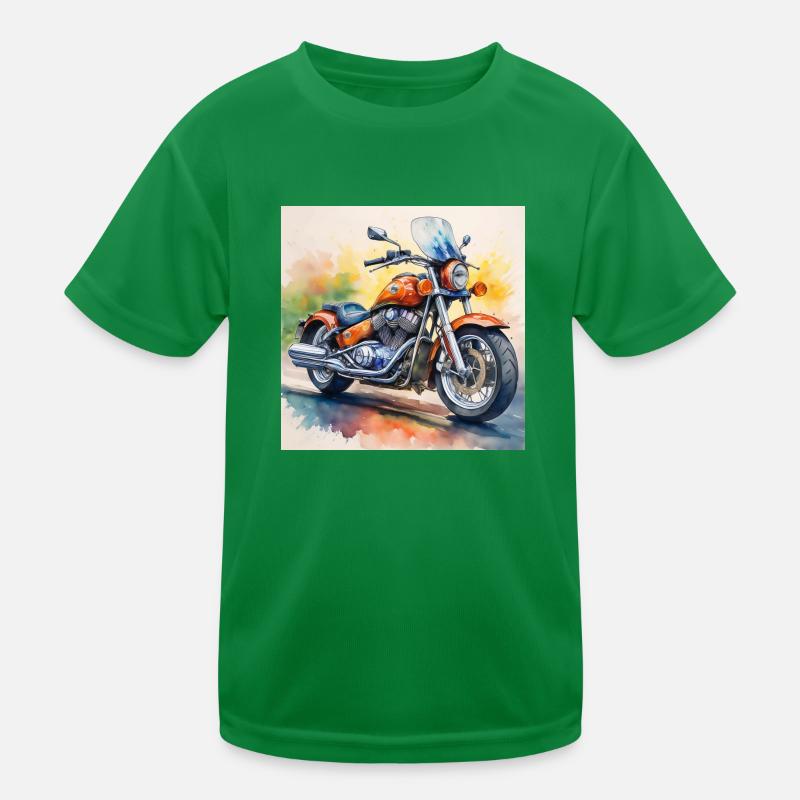 Bold Retro Motorcycle Design Kids Functional T-Shirt