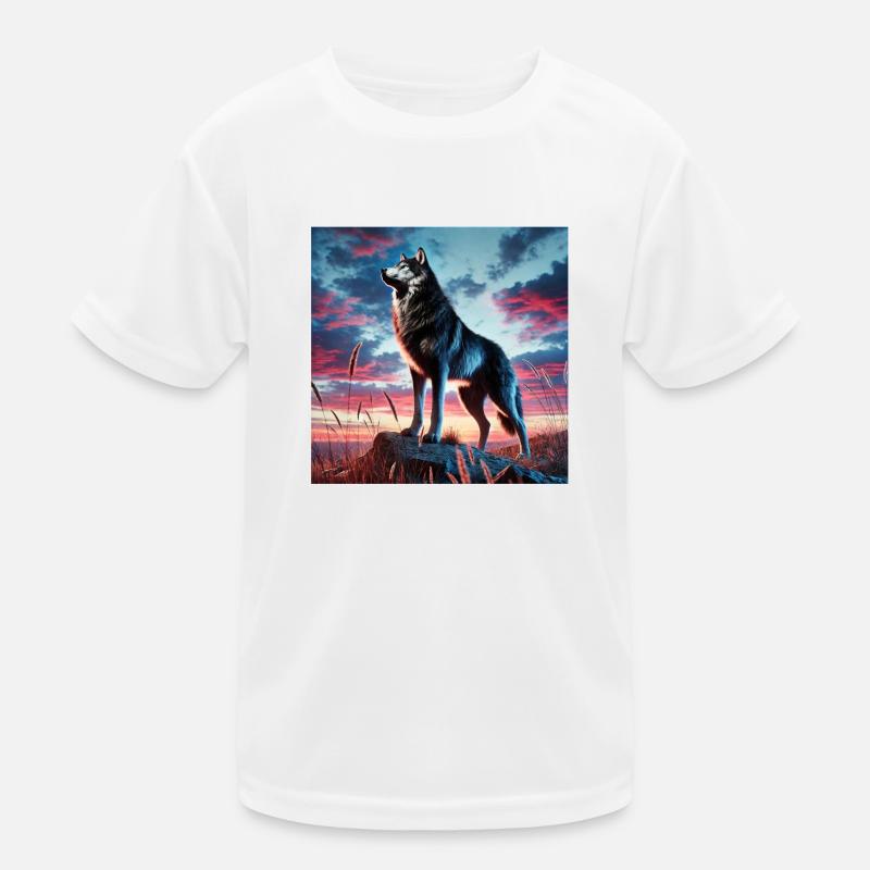 Wolf sunset Kinder Funktions-T-Shirt