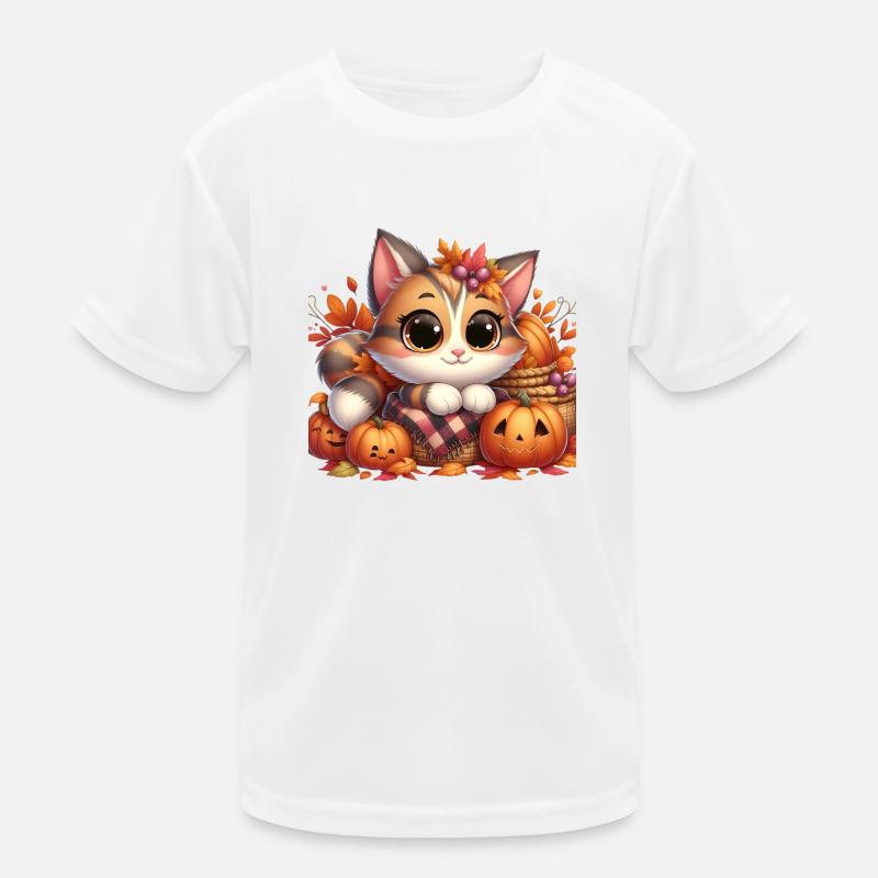 Herbst Katze 5 Kinder Funktions-T-Shirt