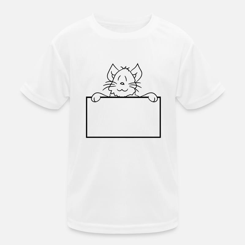 Jolie petite chatte jetant un coup d’œil caché derrière le mur T-shirt sport Enfant