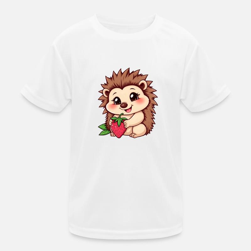 Hérisson mignon tient une fraise mûre T-shirt sport Enfant