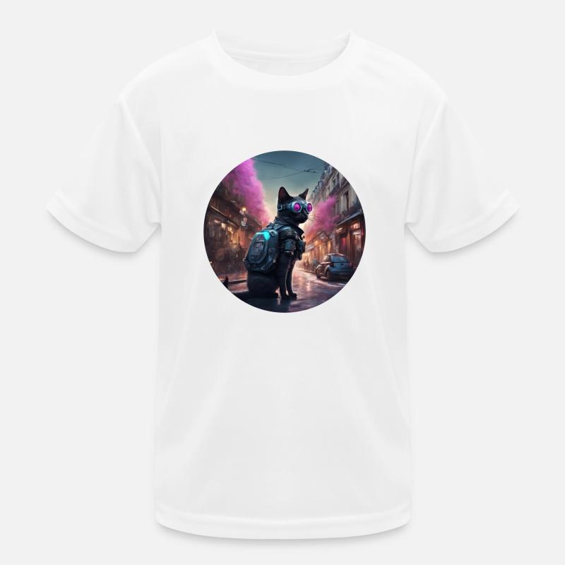 un chat cyberpunk T-shirt sport Enfant