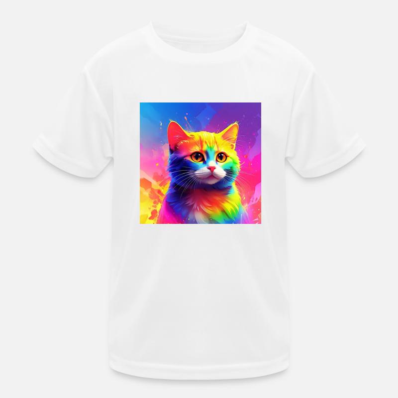 Cute rainbow coloured cat Kids Functional T-Shirt