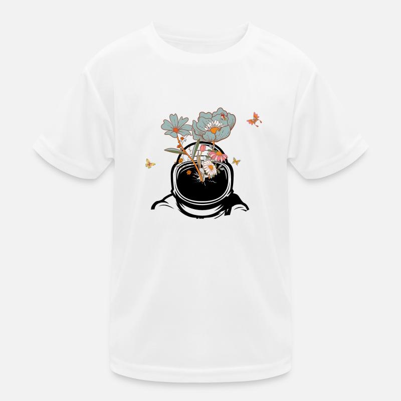 Astronaut mit Retro-Blumen - Geschenkidee Kinder Funktions-T-Shirt