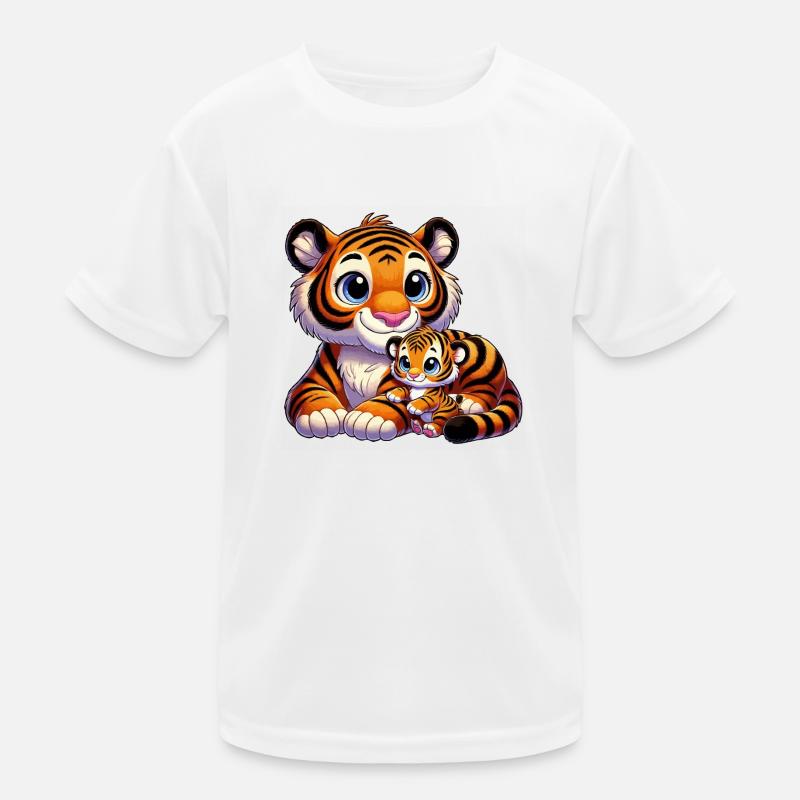 Tigermutter mit Kind Kinder Funktions-T-Shirt