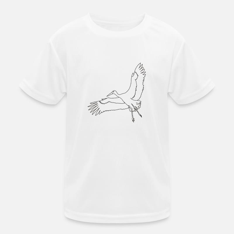 Storch, fliegend - Grafik in schwarz-weiss Kinder Funktions-T-Shirt