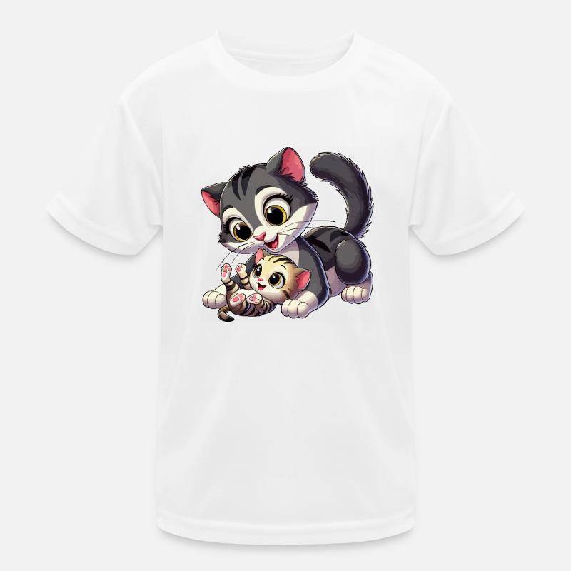 Chatte mère et enfant menteur T-shirt sport Enfant