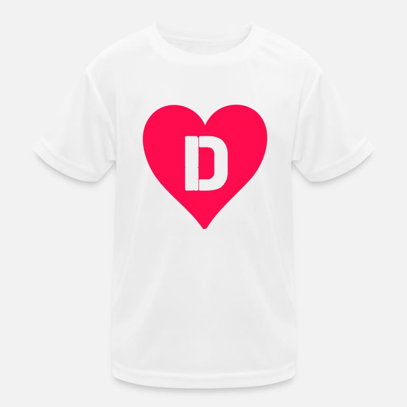 Heart Letter D Kids Functional T-Shirt