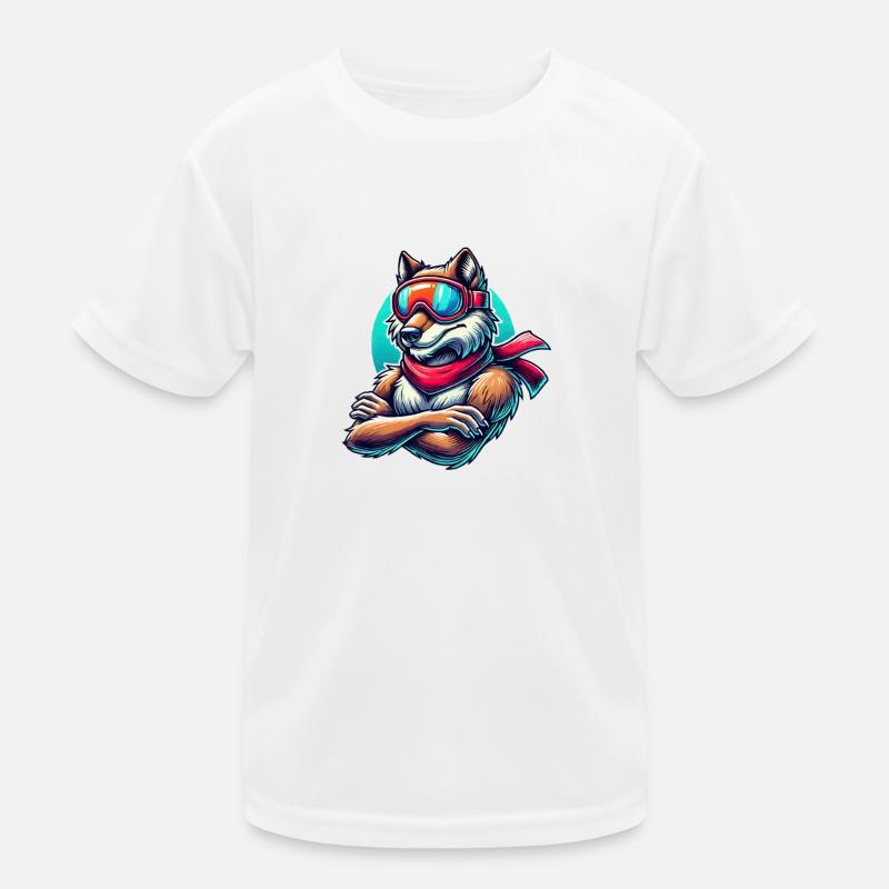 Wolf Ski Goggles Kids Functional T-Shirt