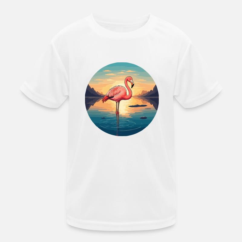Flamingo bei Sonnenaufgang Kinder Funktions-T-Shirt
