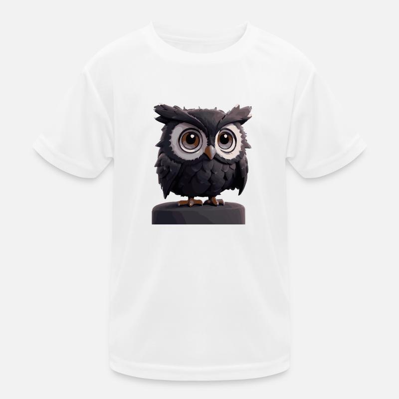 Eule Comic - Kinder Funktions-T-Shirt - Weiß