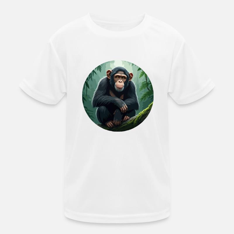 Chimpanzee on tree branch Kids Functional T-Shirt