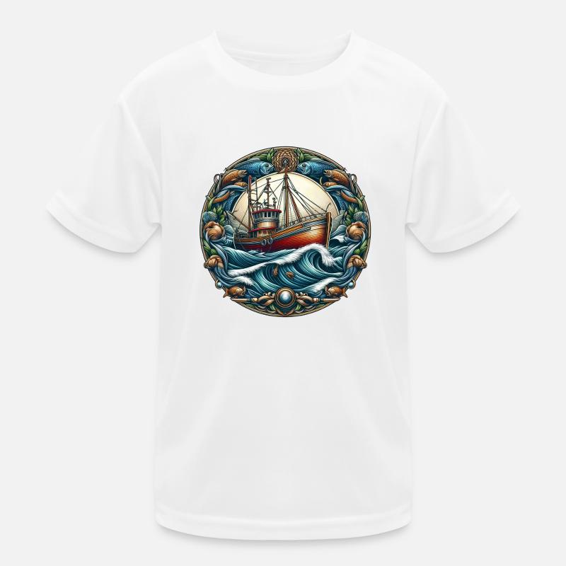 Fischkutter - Kinder Funktions-T-Shirt - Weiß