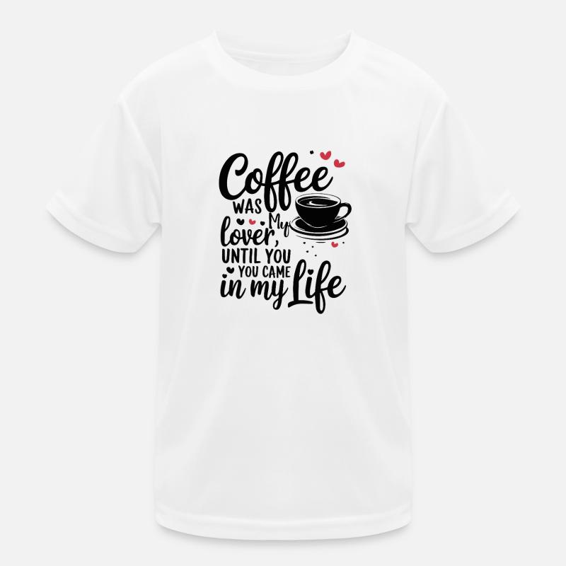 Love Over Coffee – Funny Romantic Tee Kids Functional T-Shirt