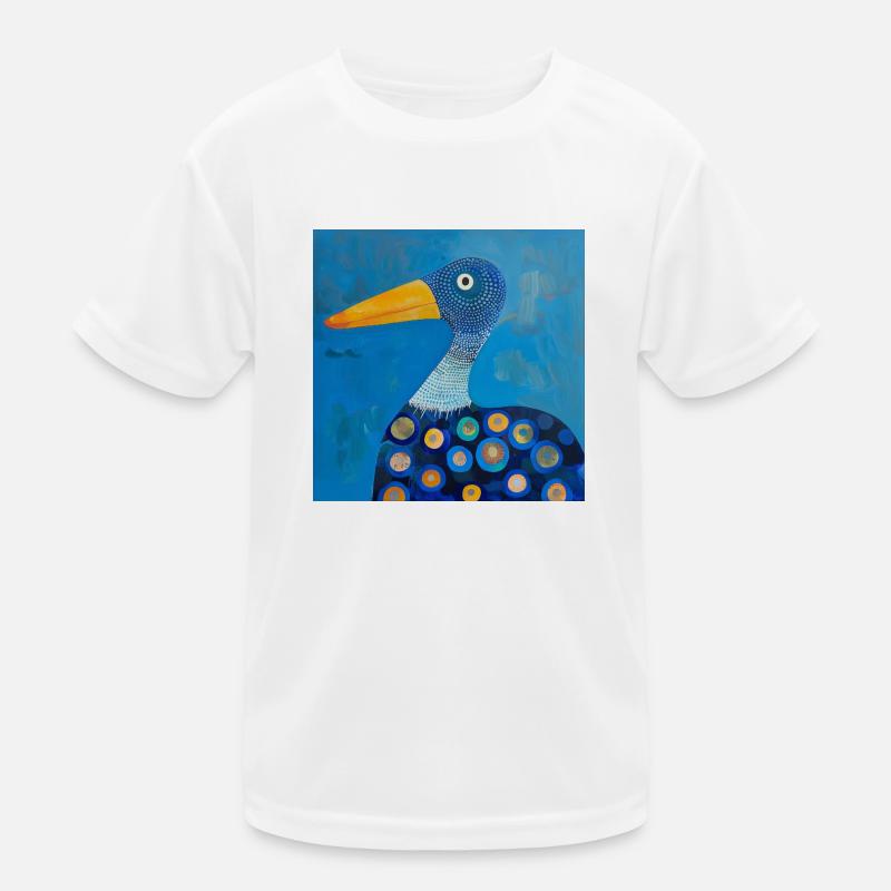 Blue Colorful Duck Stylized Abstract Nursery Kids Functional T-Shirt