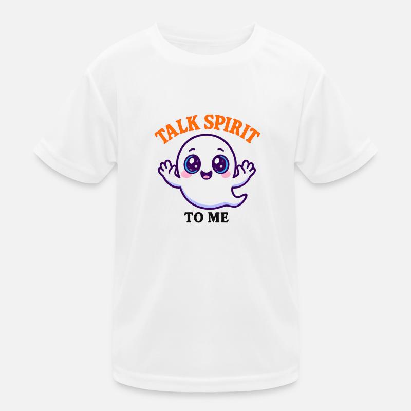Kawaii Ghost with Blue Eyes Halloween Kids Functional T-Shirt
