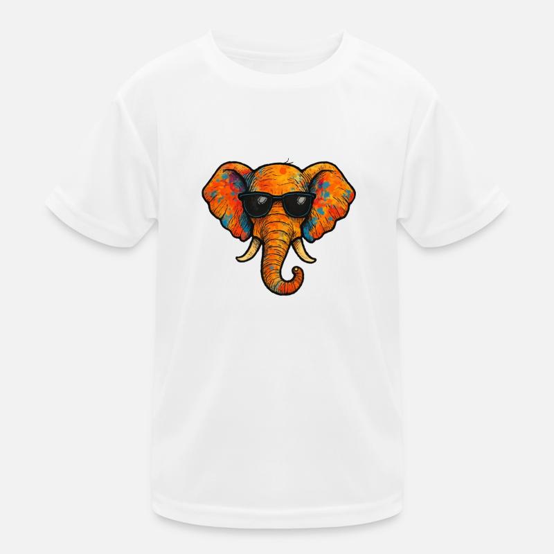 Elephant Color Comic Kids Functional T-Shirt