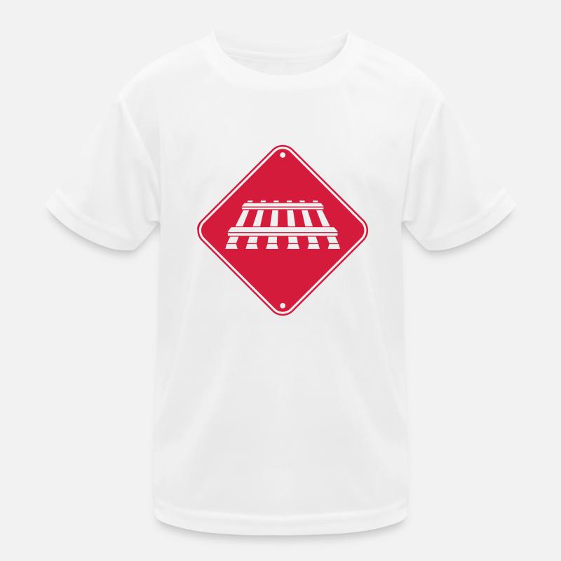Caution track sign Kids Functional T-Shirt