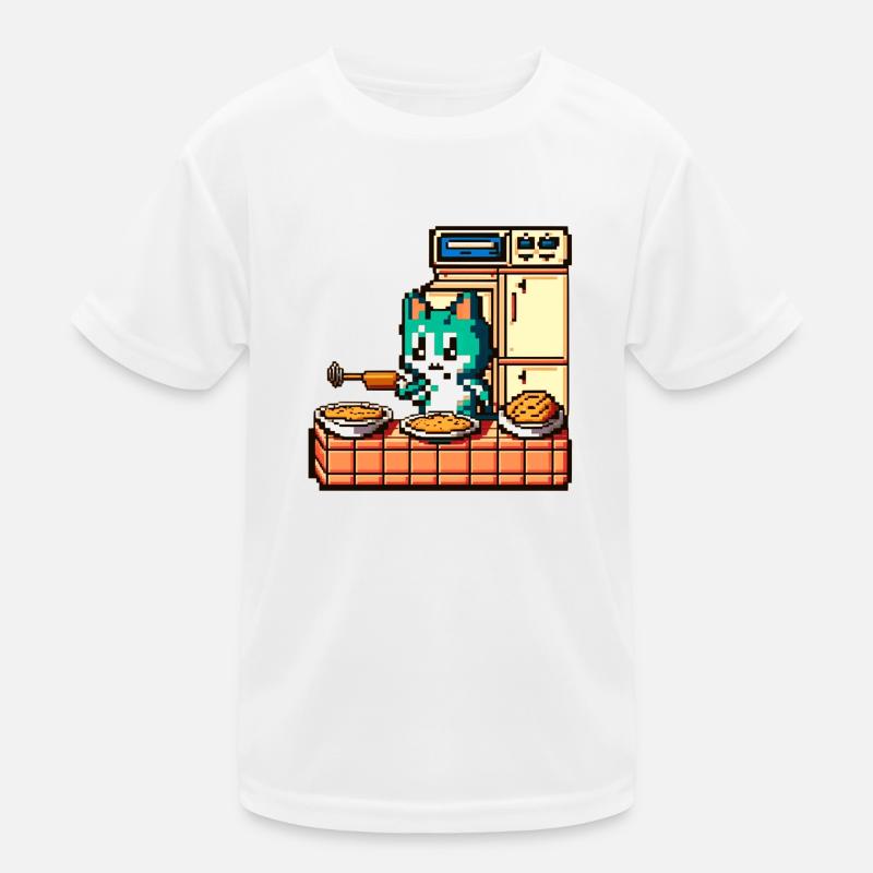boiling cat swings the blender in 8 bits Kids Functional T-Shirt
