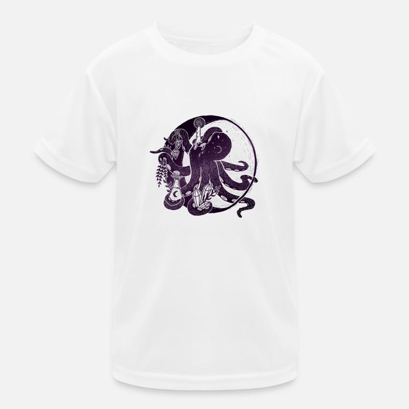 Witchy Octopus Illustration Kinder Funktions-T-Shirt