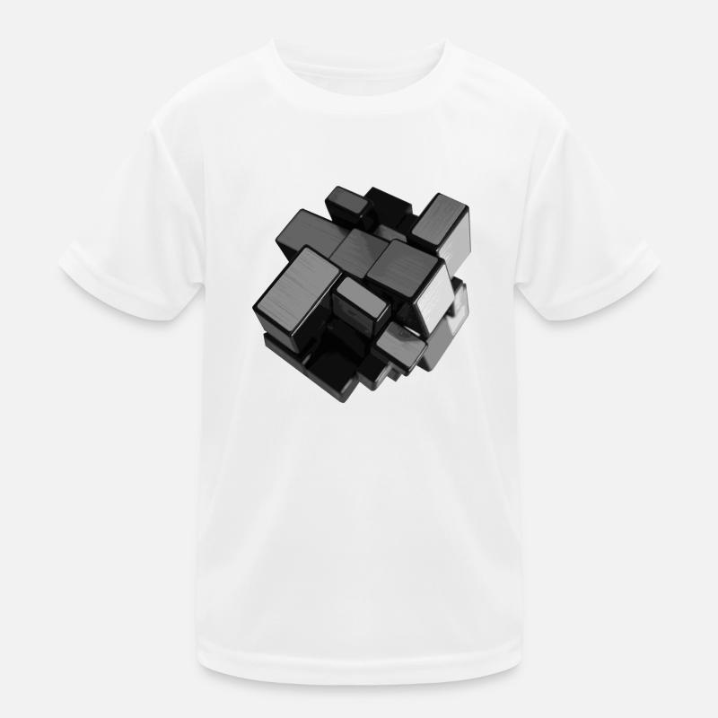 cube déstructuré gris argent en perspective T-shirt sport Enfant