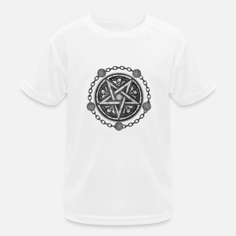 Five Pointed Star Medallion - Skulls & Chains. - Kids Functional T-Shirt - white