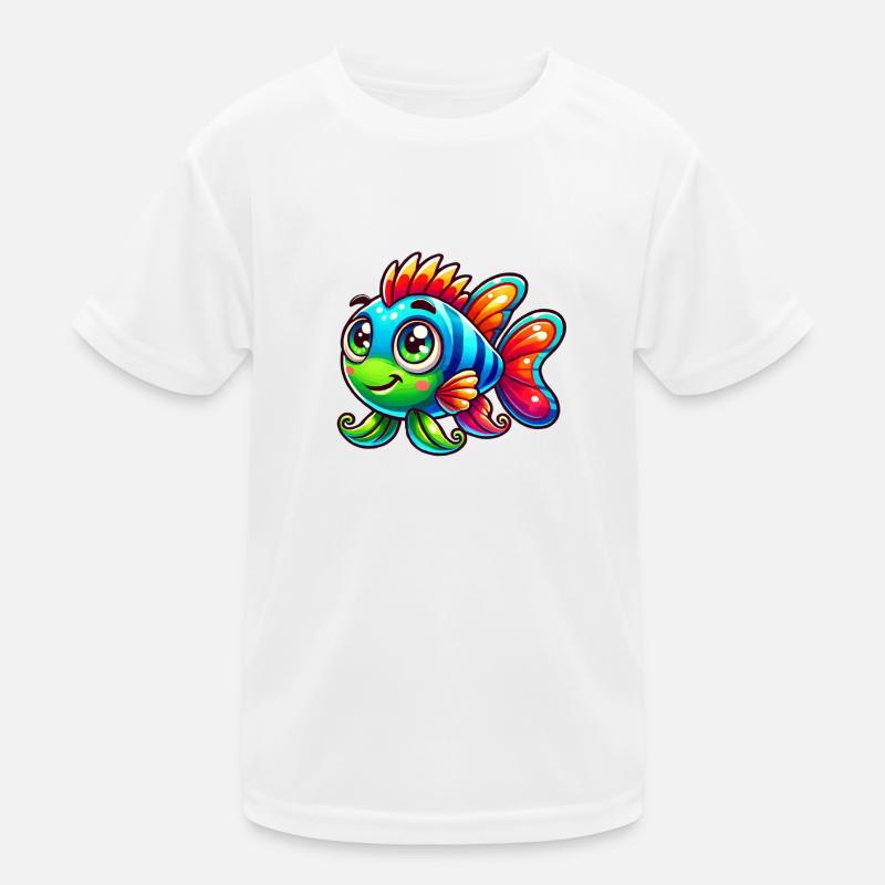 fish comic - Kinder Funktions-T-Shirt - Weiß