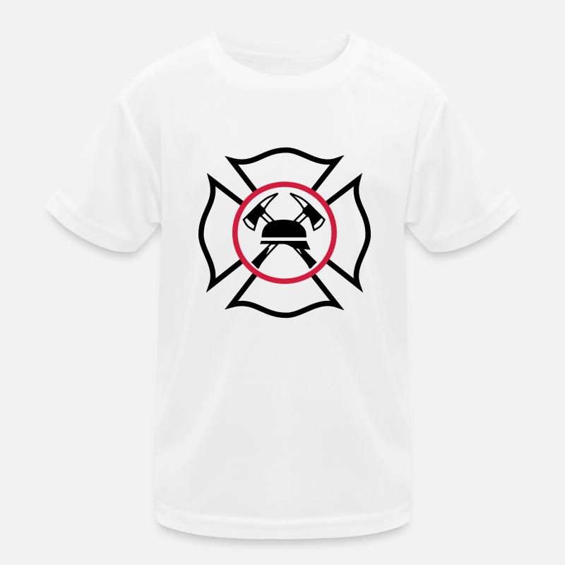Malteserkreuz mit gekreutzen Äxten und Helm Kinder Funktions-T-Shirt