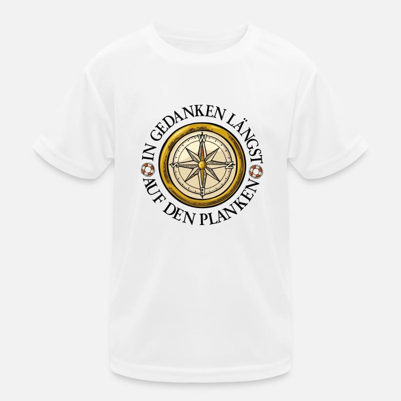 Windrose Kompass mit Seglerspruch - Kinder Funktions-T-Shirt - Weiß