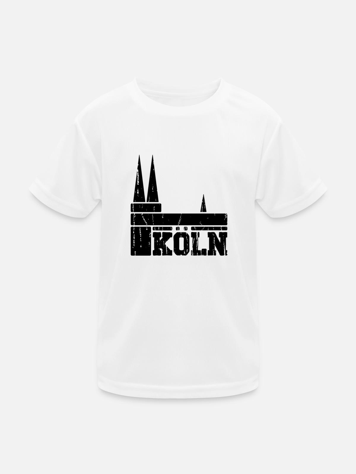 Kölner Dom - Kinder Funktions-T-Shirt - Weiß - Vorne