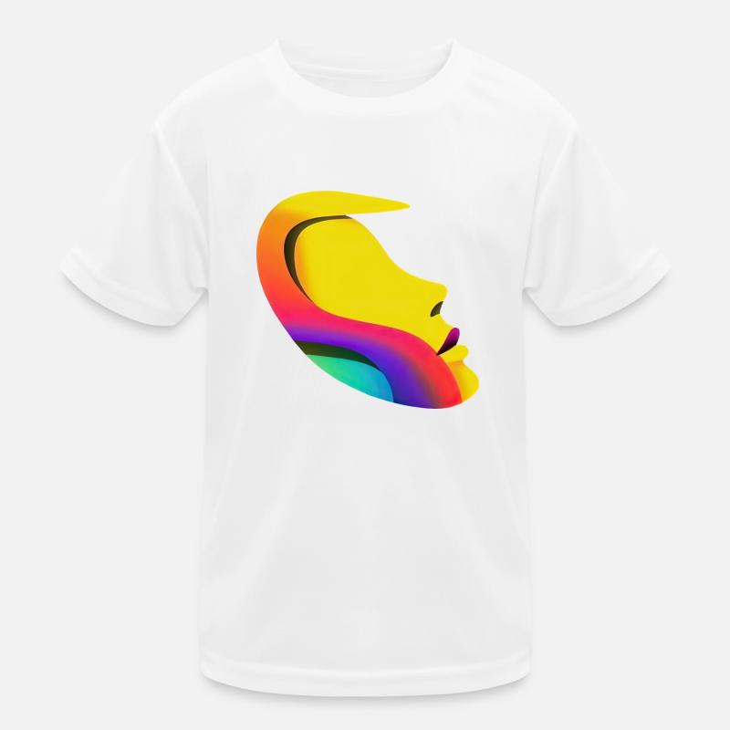 Rainbow Woman Face: 3D Streamlined Design Kids Functional T-Shirt