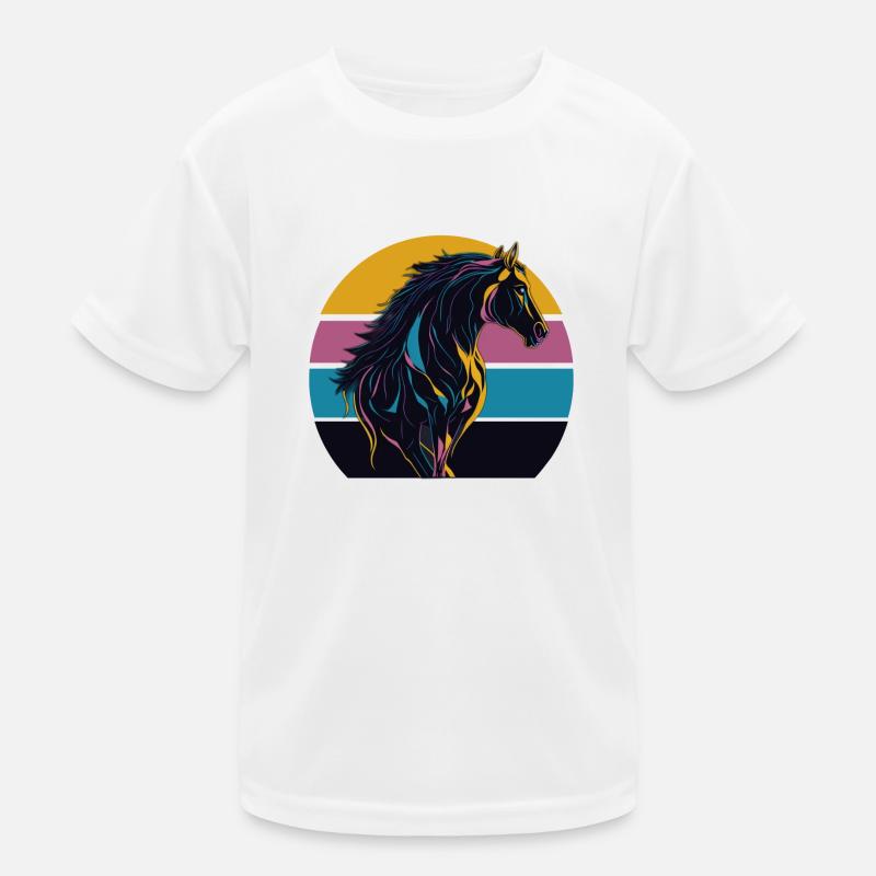 Stallion Pferd Sunset Kinder Funktions-T-Shirt