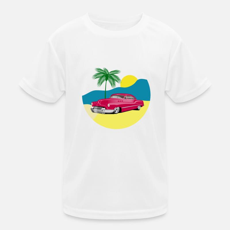 Oldtimer am Strand, tropische Atmosphäre Kinder Funktions-T-Shirt