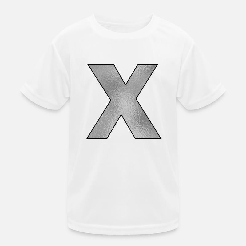 Buchstabe X Silber Kinder Funktions-T-Shirt