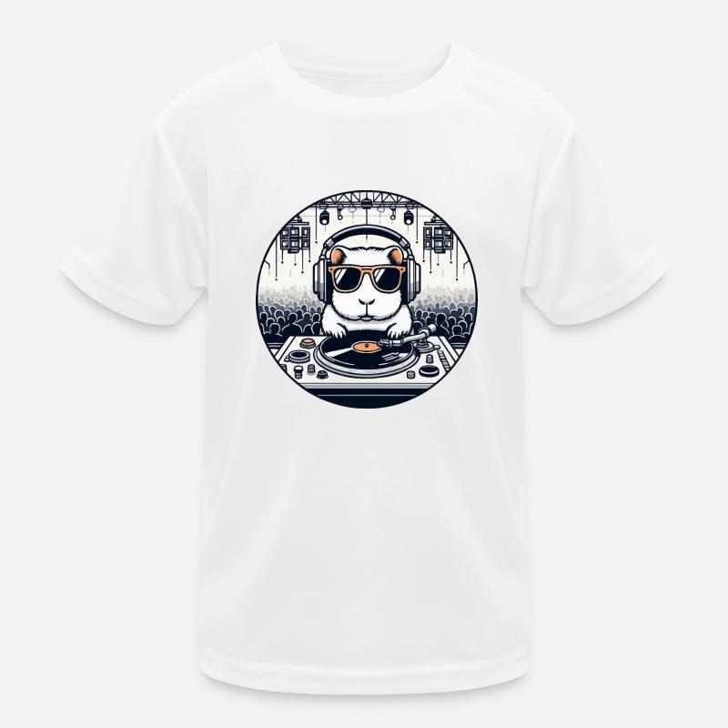 DJ Guinea Pig auf einer Techno-Party 🐹🎧🔥 - Kinder Funktions-T-Shirt - Weiß
