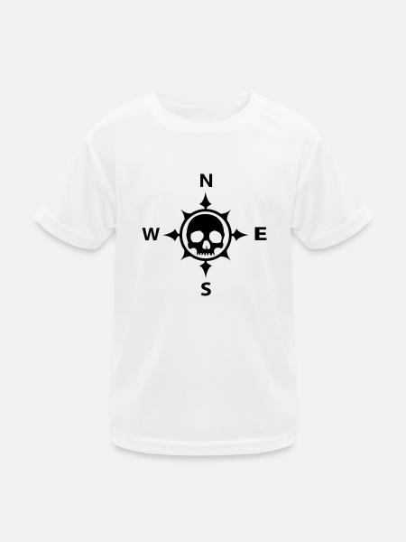 Skull Kompass Schädel - Kinder Funktions-T-Shirt - Weiß