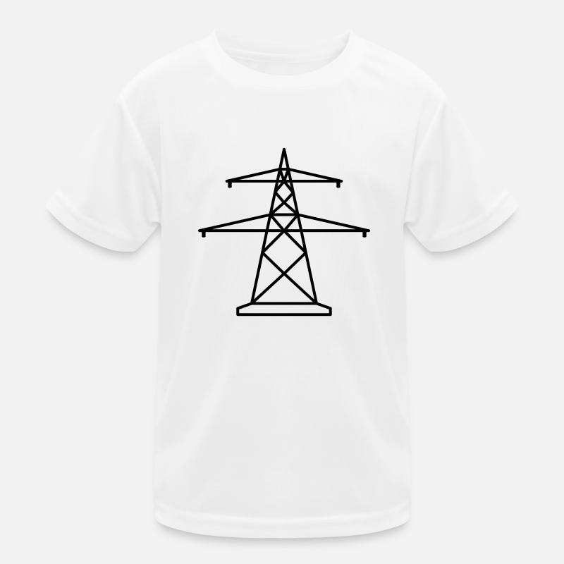 electricity mast power pole electric line strong current ge Kids Functional T-Shirt